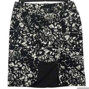 Talbots~Woman Size 16~Black/White A-Line Cotton Pensil Skirt Lined.